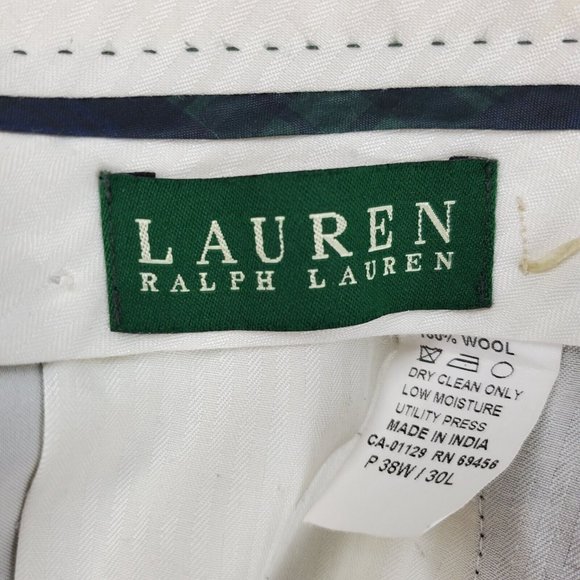 Lauren Ralph Lauren Mens Pants Pleated Front Straight Black 38WX29L Wool - Picture 4 of 8